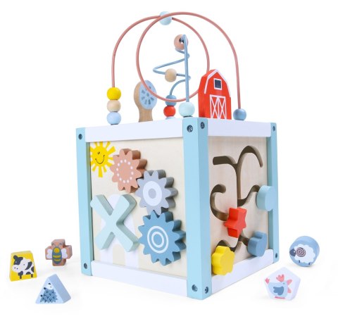 Drewniana kostka edukacyjna sorter +klocki ECOTOYS ECOTOYS