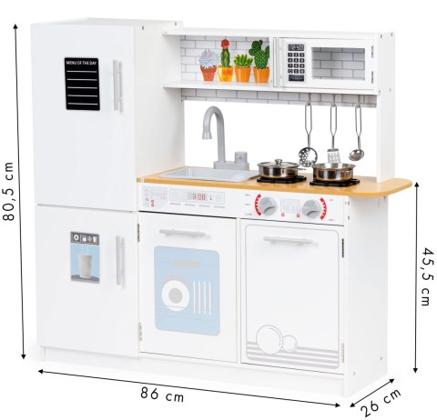 Drewniana kuchnia dla dzieci światło led + garnki ECOTOYS ECOTOYS