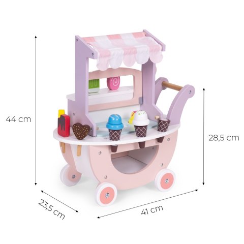Drewniany wózek lodziarnia dla dzieci sklep 12 elementów ECOTOYS ECOTOYS
