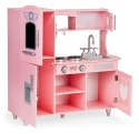 Duża drewniana kuchnia dla dzieci efekty dźwiękowe różowa ECOTOYS ECOTOYS