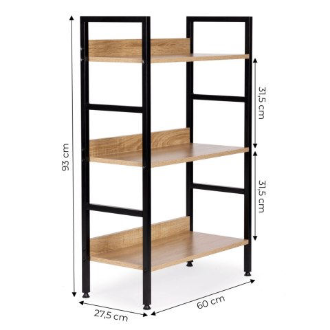 Regał drewniany nowoczesny metalowa rama LOFT 3 półki ModernHome ModernHome