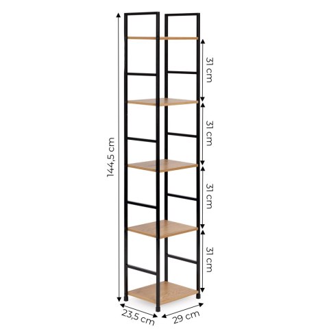 Regał drewniany nowoczesny metalowa rama LOFT 5 półek ModernHome ModernHome