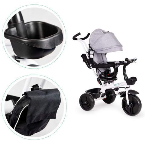 Rowerek trójkołowy obrotowy 360° szary z daszkiem ECOTOYS ECOTOYS