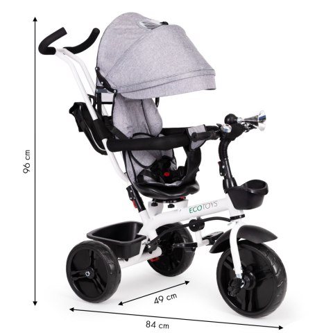 Rowerek trójkołowy obrotowy 360° szary z daszkiem ECOTOYS ECOTOYS