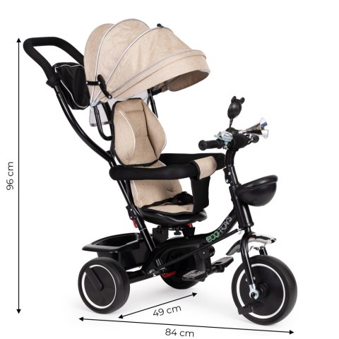 Rowerek trójkołowy z obracanym siedzeniem daszek beżowy ECOTOYS ECOTOYS
