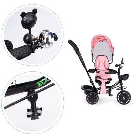 Rowerek trójkołowy z obracanym siedzeniem daszek różowy ECOTOYS ECOTOYS