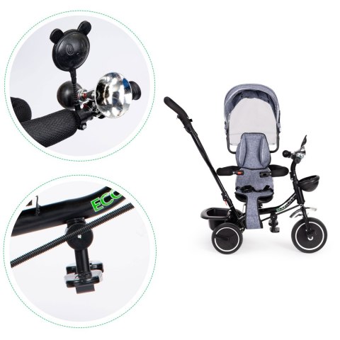 Rowerek trójkołowy z obracanym siedzeniem daszek szary ECOTOYS ECOTOYS
