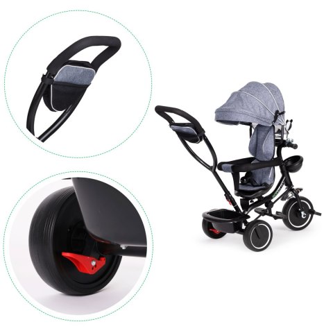 Rowerek trójkołowy z obracanym siedzeniem daszek szary ECOTOYS ECOTOYS