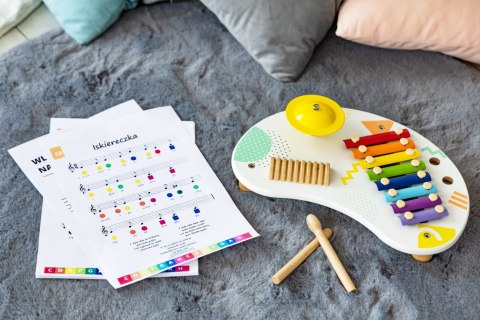 Stolik z instrumentami stół muzyczny cymbałki +18m ECOTOYS ECOTOYS