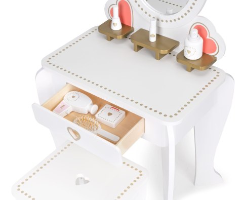 Toaletka dziecięca drewniana duża z lustrem dla dziewczynki ECOTOYS ECOTOYS