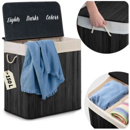 Bambusowy kosz na pranie bieliznę z pokrywą 150 l Massido