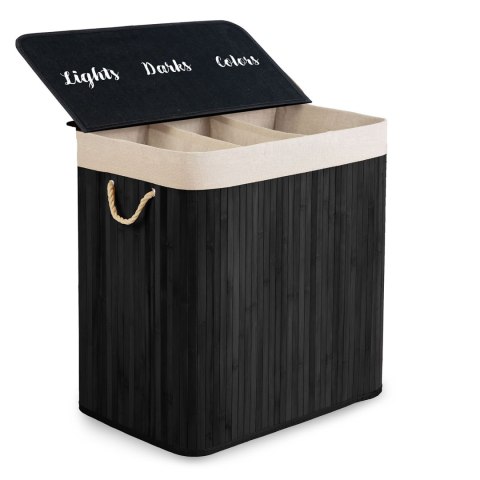 Bambusowy kosz na pranie bieliznę z pokrywą 150 l Massido