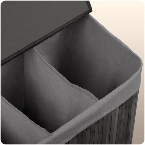 Bambusowy kosz na pranie bieliznę z pokrywą 150 l Massido