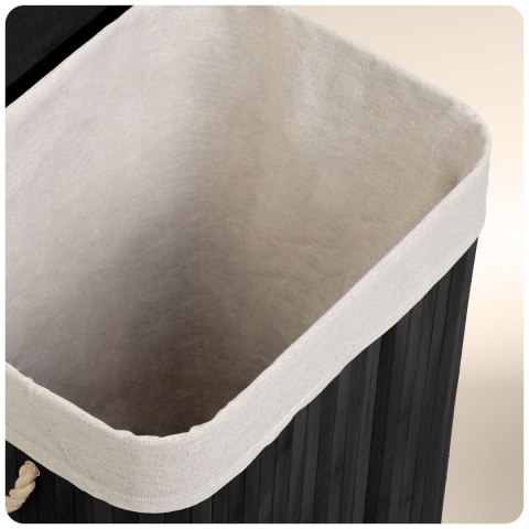 Bambusowy kosz na pranie bieliznę z pokrywą 72 l Massido