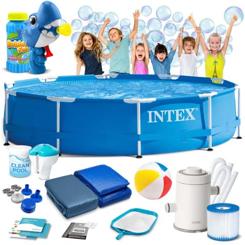 Basen ogrodowy stelażowy 305 x 76 cm 15w1 INTEX 28202 + maszynka do baniek GRATIS