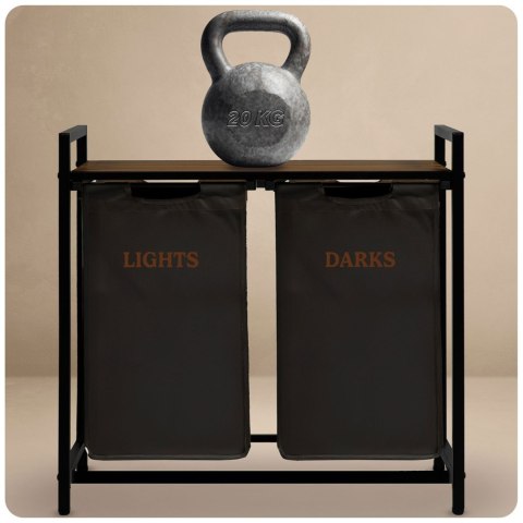 Kosz na pranie bieliznę dwukomorowy na stelażu 80 l Massido