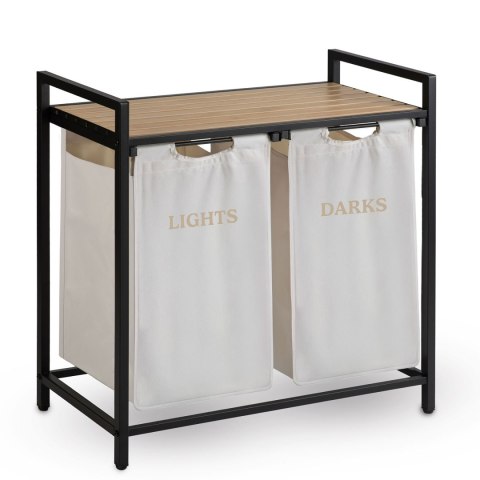 Kosz na pranie bieliznę dwukomorowy na stelażu 80 l Massido