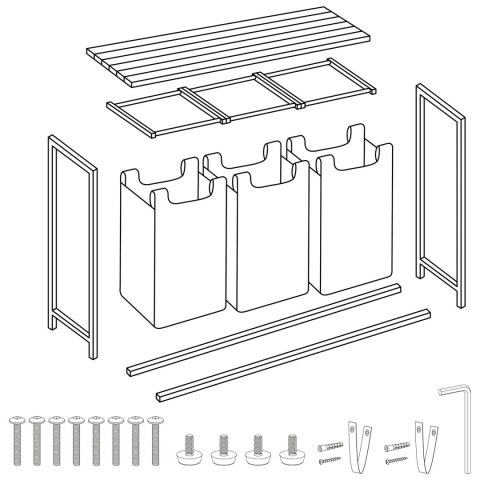Kosz na pranie bieliznę trzykomorowy na stelażu 120 l Massido