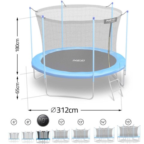 Trampolina ogrodowa 10ft/312cm z siatką wewnętrzną i drabinką Neo-Sport