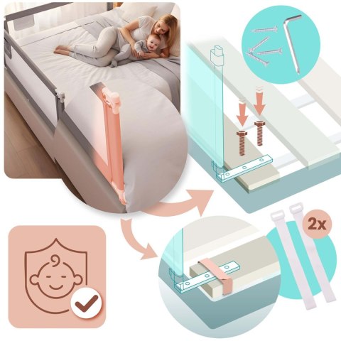 Barierka ochronna do łóżka zabezpieczająca bramka blokada 160 cm Nukido NK-227 szara