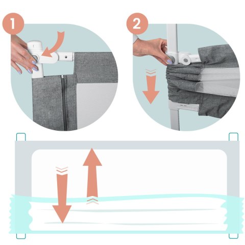 Barierka ochronna do łóżka zabezpieczająca bramka blokada 160 cm Nukido NK-227 szara