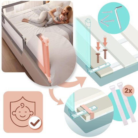 Barierka ochronna do łóżka zabezpieczająca bramka blokada 180 cm Nukido NK-227 szara