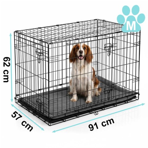 Metalowa klatka kennelowa dla psa + legowsko 91 x 57 x 62 cm PH-201