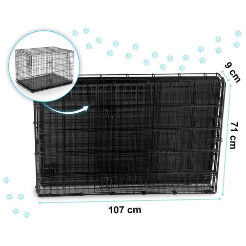 Metalowa klatka kennelowa kojec dla psa + legowisko 107 x 71 x 77 cm PH-202