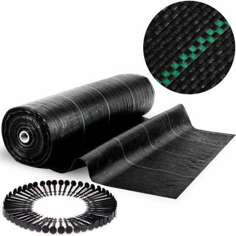 Agrotkanina ogrodowa 1,6 m x 100 m 90 g/m2 + 100 szpilek Plonos - czarna