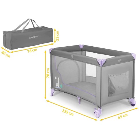 Łóżeczko turystyczne + materac + torba 125 x 65 x 78 cm RK-240 szaro-lawendowe