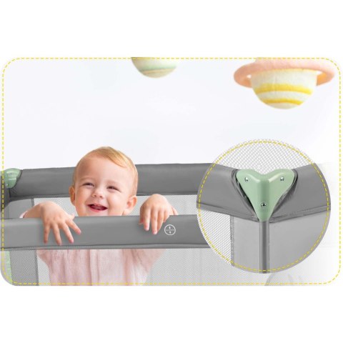 Łóżeczko turystyczne + materac + torba 125 x 65 x 78 cm RK-240 szaro-miętowe