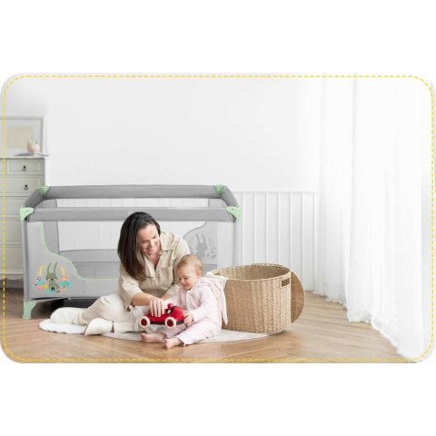 Łóżeczko turystyczne + materac + torba 125 x 65 x 78 cm RK-240 szaro-miętowe