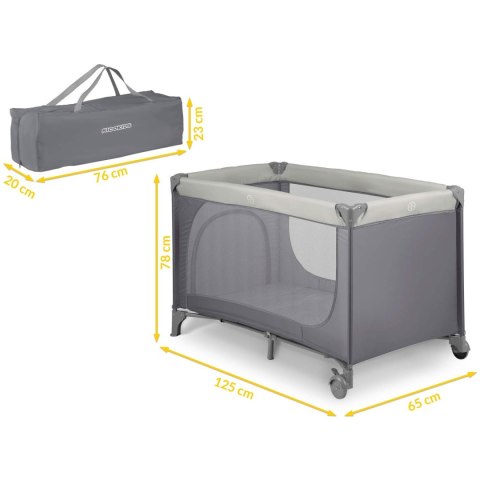 Łóżeczko turystyczne + materac + torba125 x 65 x 78 cm RK-240 jasno szare