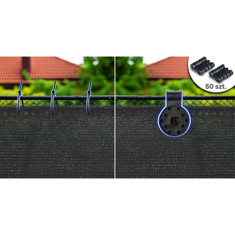 Siatka cieniująca 1,5x50m 140g/m2 + 50 zacisków szara