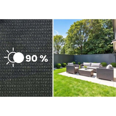 Siatka cieniująca 1,5x50m 140g/m2 + 50 zacisków szara