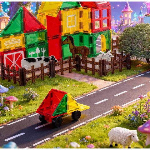 Klocki magnetyczne edukacyjne konstrukcyjne farma zwierząt RK-781 Ricokids