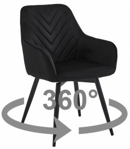 Krzesło NANA360 - czarny aksamit / nogi czarne x 1