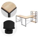 Biurko narożne z regałem 4 półki komputerowe jasny dąb loftowe ModernHome ModernHome