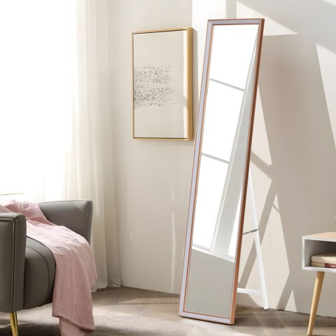 Duże lustro stojące 148 cm aluminowa rama rozstawiane ModernHome ModernHome