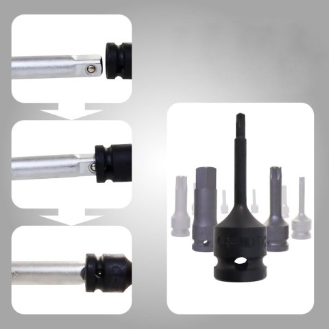 Nasadki do klucza udarowego Torx + Spline + Sześciokąt 1/2 26el.