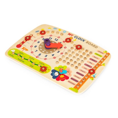 Drewniana tablica manipulacyjna dla dzieci kalendarz zegar ECOTOYS ECOTOYS