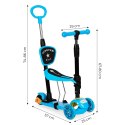 Hulajnoga trójkołowa balansowa led 3w1 świecące kółka - Niebieska ECOTOYS ECOTOYS