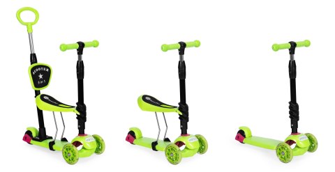 Hulajnoga trójkołowa balansowa led 3w1 świecące kółka - Zielona ECOTOYS ECOTOYS