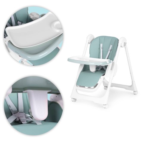 Krzesełko fotelik do karmienia regulacja wysokości ekoskóra pasy podwójna tacka ECOTOYS ECOTOYS