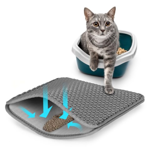 Mata dwuwarstwowa wycieraczka pod kuwetę dla kota szara Petsi PETSI