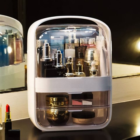 Organizer na kosmetyki skrzynka z szufladami - białe ModernHome