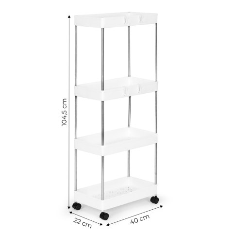 Plastikowy regał łazienkowy z 4 półkami kółka biały ModernHome ModernHome