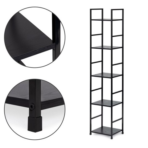 Regał drewniany nowoczesny metalowa rama LOFT 5 półek czarny ModernHome ModernHome