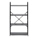 Regał drewniany szeroki 4 półki nowoczesny LOFT czarny ModernHome ModernHome