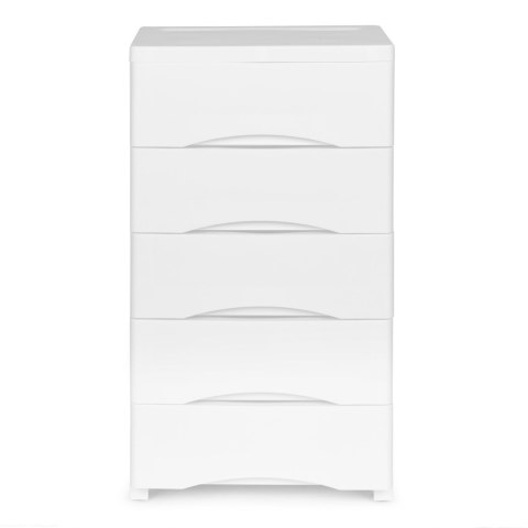 Regał z 5 wysuwanymi szufladami nogi z kółkami biały ModernHome ModernHome